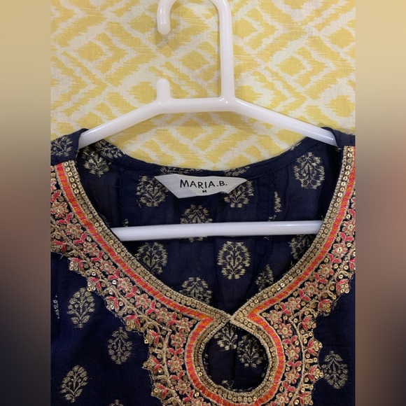 Maria. B. Navy Blue Embroidered Anarkali Suit - Picture 8 of 11